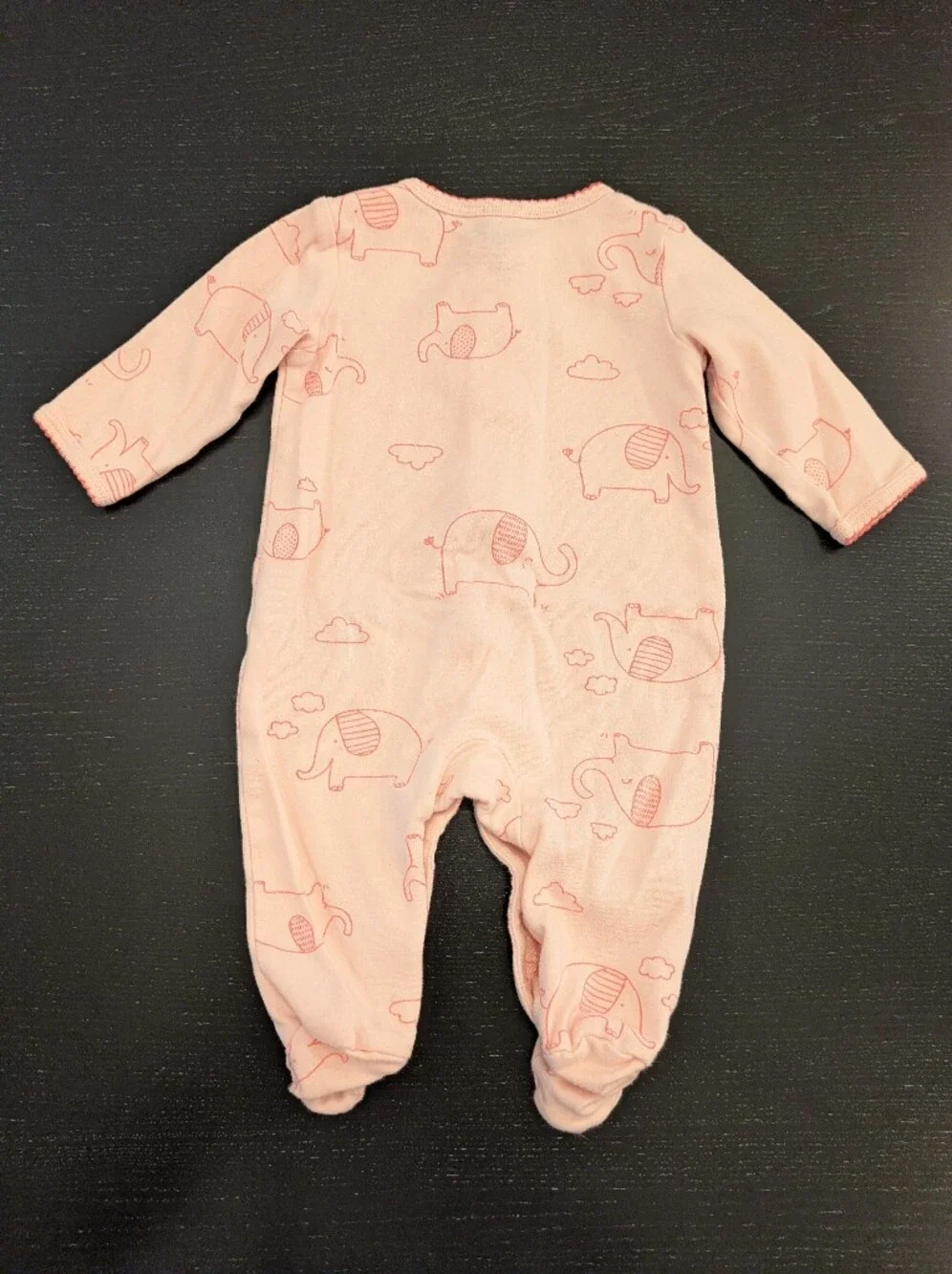 Carter's Pink Elephant Print Footed One-Piece Pajamas